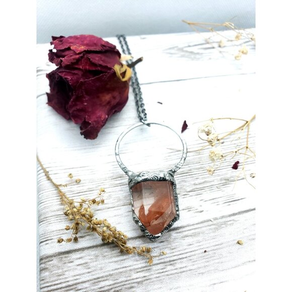 Fire quartz crystal necklace handmade - Picture 7 of 12